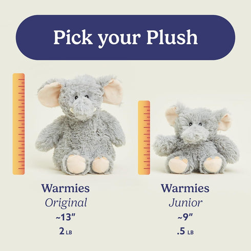 warmies Junior Microwavable & Weighted Stuffed Animals, Elephant - Heated Stuffed Animal Plushie for Warmth & Comfort