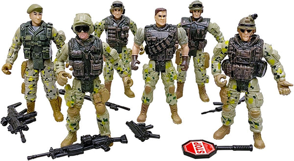 SCAHOW 6pcs Military Action Figures, Soldier Toys for 3 4 5 6 7+