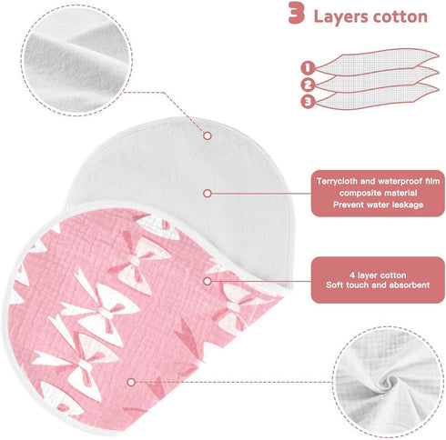 YEGAME Set 1 11 22 Inch Muslin Baby Burp Cloths of - Bow Pink Super Absorbent Cotton Burping Rags Soft Baby Washcloths