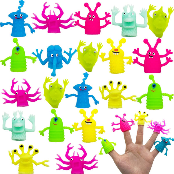 20 Pcs Finger Puppets Toys, Colorful Monster Stretchy Finger Puppets for Children's Party Favors