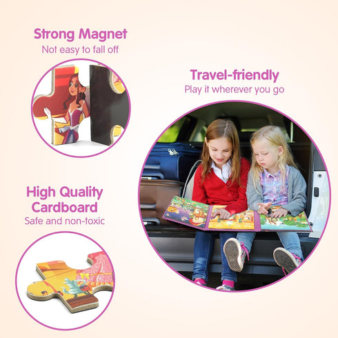 SYNARRY Princess Fairy Party Magnetic Puzzles - 36 Pieces Travel Puzzles for Kids Ages 3-6 Birthday Gifts