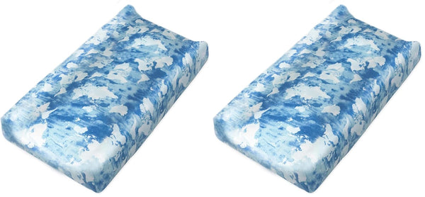 HonestBaby Boys Organic Cotton Changing Pad Cover, Watercolor World, One Size (Pack
