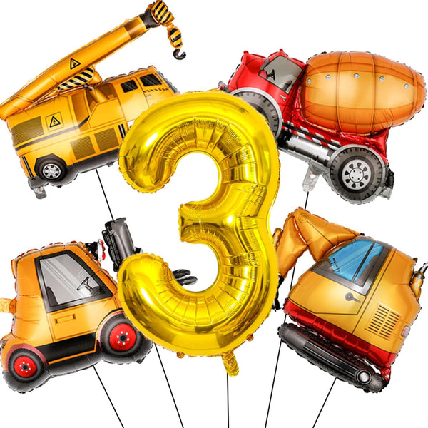 Tagberoy Construction Birthday Party Supplies 3 Year Old, Large Construction Balloons 40Inch Gold