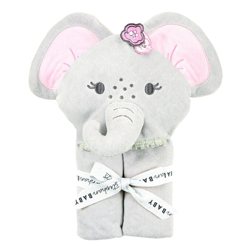 100% 31" Stephan Baby Hooded Towel - Cotton with Fun Animal Design for Infants and Toddlers, Square, Elephant Pink