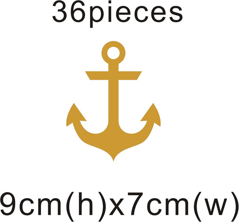 Nautical Anchor Wall Decal - Removable Vinyl Stickers for Baby Kids Bedroom Nursery Decoration A07 (Dumb Gold)