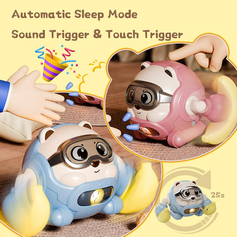360 Tummy Rolling Baby Toy Crawling Toys, Baby Musical Toys Rolling Bouncing Time Toys Bear Walking Moving Infants Toy