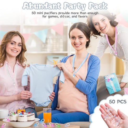 50 1.25 Inch Pcs Mini Pacifiers Baby Shower Games, Cute Baby Shower Pacifiers, Bulk Acrylic Pacifier for Party Table