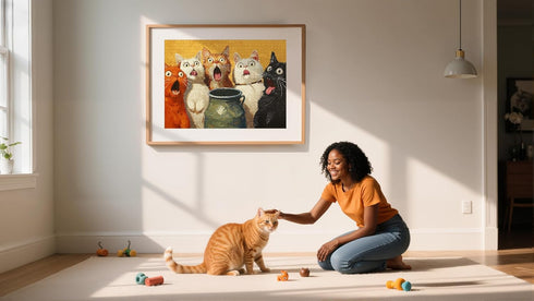 1000-Piece 26.65 19.25 Adult Puzzle - Fun Jigsaw Puzzle for Adults Surprised Cats Oil Painting, Challenging Fun Puzzle