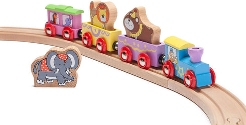 2 3 Set Maxim Enterprise, inc. Kids Circus Train with Steam Engine, Cars, Caboose, Wooden Animals, Colorful Hardwood