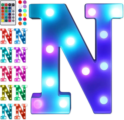 Foaky Colorful LED Letter Lights with Remote,Marquee Light Up Letters Sign for