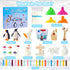 FIIOEOY 3 4 5 6 7 8 Snow Sensory Bin, Play Sand Art Kit for Kids with Sensory Sand, Arctic Animal Figures, Winter