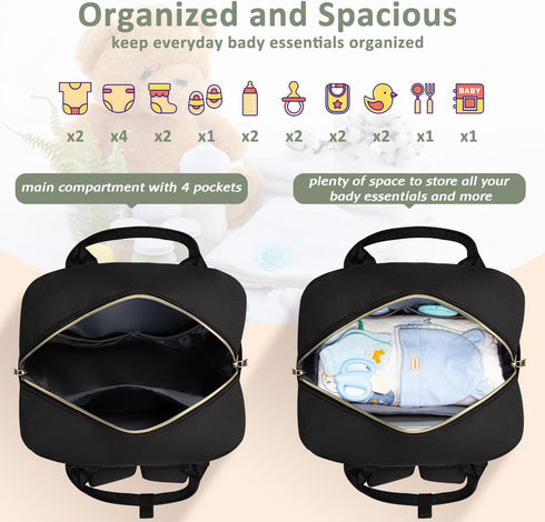Diaper Bag Backpack, Baby Essentials Diapers Bag with Pacifier Case, Stylish Large Capacity Travel Backpack for Baby