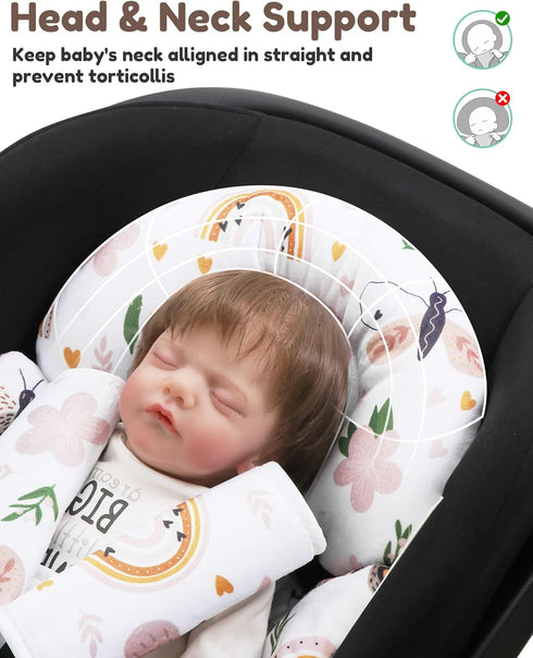3 2-in-1 BOMOLOUR Infant Insert, Enlarged Head Support for Baby, Reversible Newborn Insert with Strap Covers, Baby