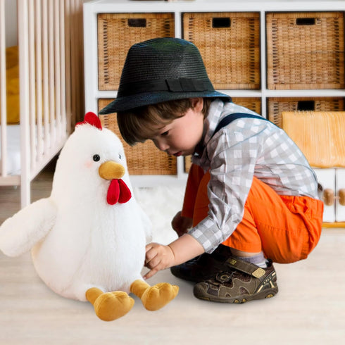 Uniwirtec (White,23 inch) Cute Chicken Stuffed Animal Plush Doll Toy - Farm Animal Cuddler for Kids' Room Decor - Ideal