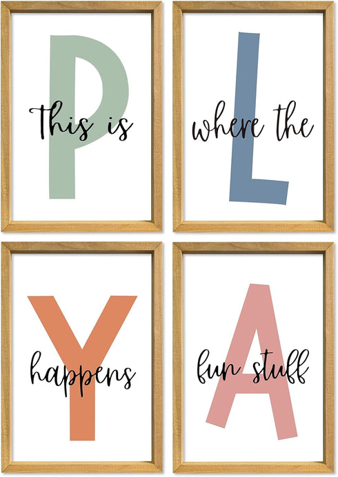 YWJKWLGS This Is Where The Fun Stuff Happens Kids Playroom Wall Decor 16"x11"