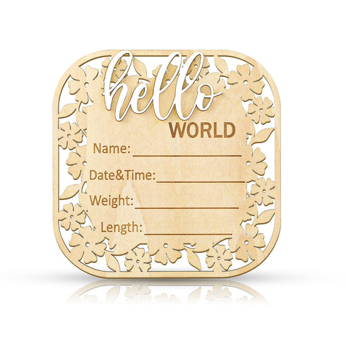 NQEUEPN Wooden Baby Announcement Sign, Hello World Newborn Sign Newborn Sign Board Newborn