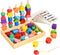 Montessori Bead Sequencing Set for Kids, Wooden Lacing Beads Toys for Toddlers, Educational Gifts for 2-5 Years Old