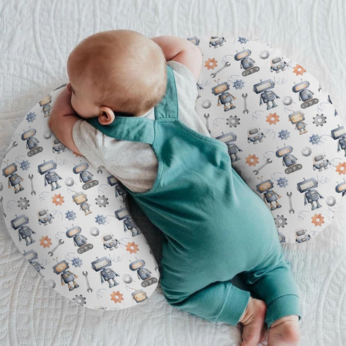 Watercolor Robots Baby Nursing Pillow Covers for Boy Girl Cute Robotic Character Nursery Feeding Pillowcase