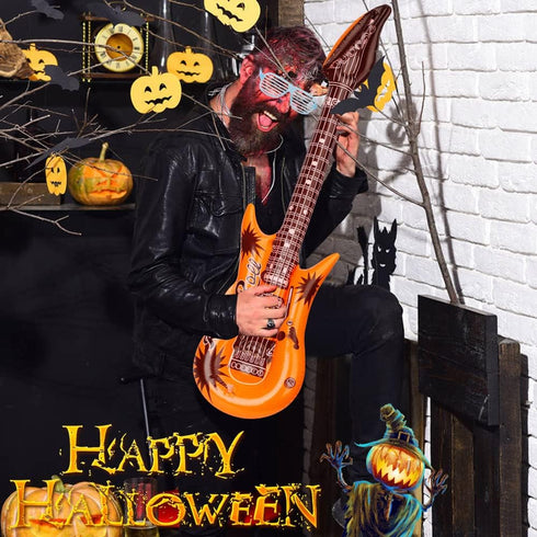 Inflatable Musical Party Props - Guitar, Saxophone, Microphone Balloons for 70s 80s 90s Birthday Decor