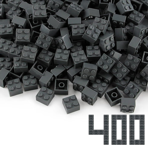 Feleph 2x2 Bricks Dark Stone Gray 400 Pieces Parts Classic Building Creative