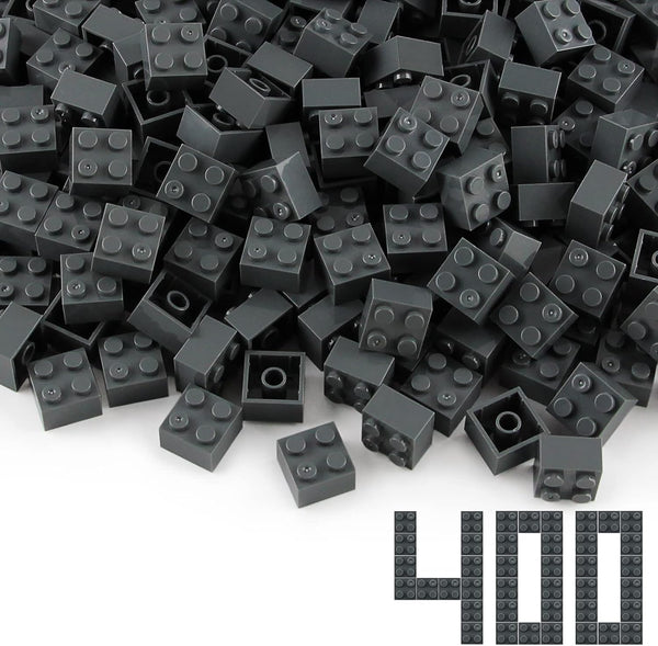 Feleph 2x2 Bricks Dark Stone Gray 400 Pieces Parts Classic Building Creative
