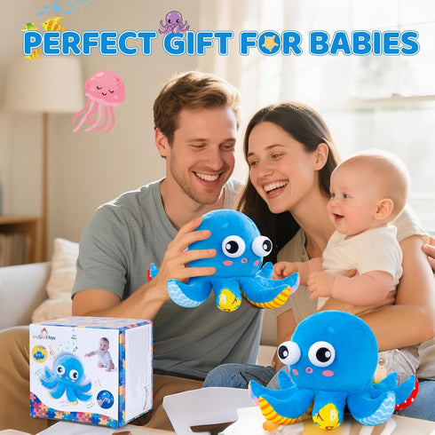 JoySpark Toys 6-12 12-18 50 1-2 Tummy 1 Baby Toys Months, Musical Crawling Toys Bouncing Dancing Octopus Plush Toys