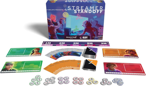 Streamer Standoff Strategy Board Game, Create Content, Build Your Channel, Race to 20M Subscribers, 2-5 Players