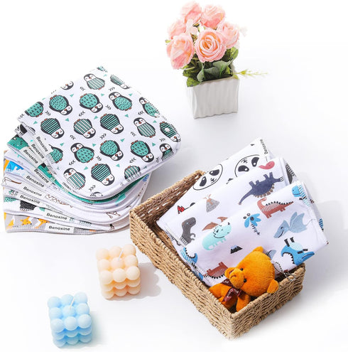 2-in-1 3 Set 12 Pack Baby Burp Cloths & Baby Bibs Design Large Size Layers Thicken Cotton Super Absorbent and Soft Baby