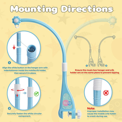 Mini Tudou Baby Musical Mobile Crib with Music and Lights, Timing Function, Projection, Take-Along Rattle and Music Box