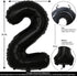 40 Inch Black Number 2 Balloons for Birthday Party Decorations, Helium Giant Black 2 Balloons, Anniversary Baby Shower