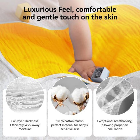 20 10 Inches 100% 6 Synrroe Muslin Burp Cloths Large by Cotton Layers Extra Absorbent and Soft (Pumpkin)