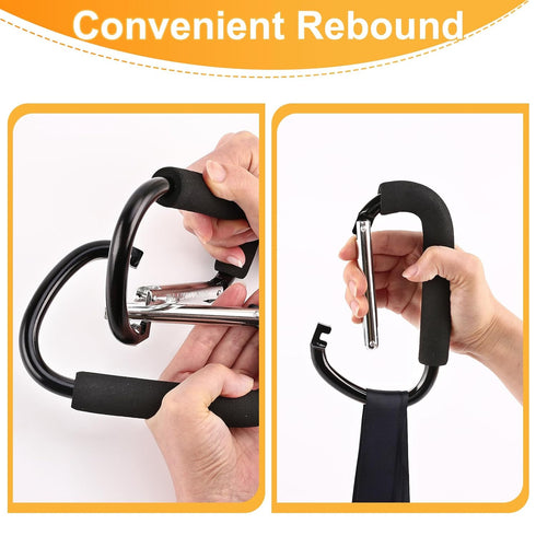 2 Pack Stroller Hooks, 6.3" Large Clips for Hanging Diaper Bags and Shopping, Heavy Duty Carabiner