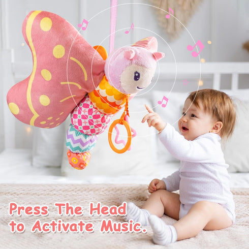 VOILBTOY 0-6 Ring,Tummy 0-3-6-12 Baby Toys Months,Infant Musical Sensory Stuffed Animal with Squeaker,Rattle,Crinkle