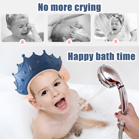 Baby Bath Cap Baby Shower Cap Waterproof Shampoo Hat for Children Toddler Girls Boys Protect ears eyes. Adjustable Silicone Baby Bathing Crown