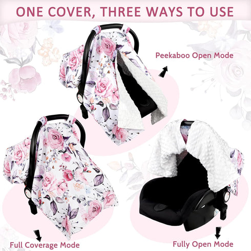 Summer Baby Car Seat Cover, Breathable Infant Carseat Cover for Peekaboo Opening Car Seat Canopy Cover, Nursing Cover