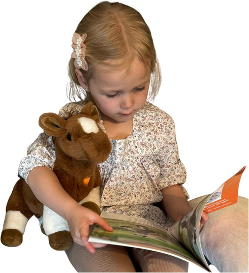 Bene World Haylo The Horse Stuffed Animal, Emotion Management Plush Toy for Kids, Horse & Book Set