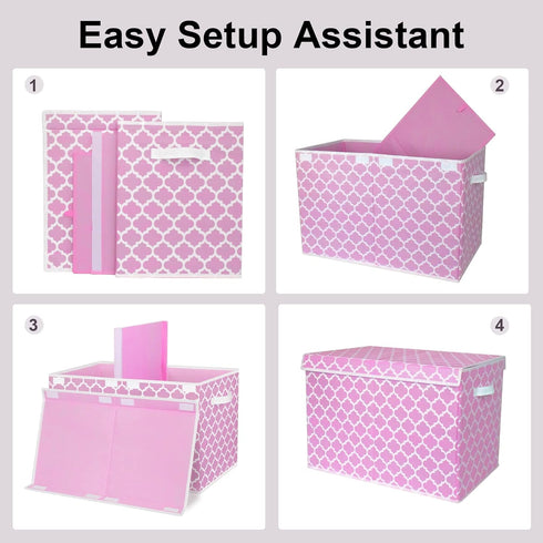 homyfort Toy Box for Girls, Large Toy Chest Organizers with Flip-Top Lid & Divider, Pink