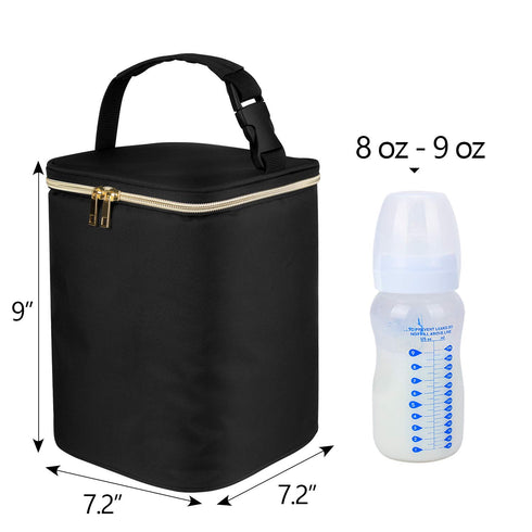 Teamoy Breastmilk Cooler Bag for up to 4 Large 9 Ounce Bottles - Perfect for Working Moms, Black