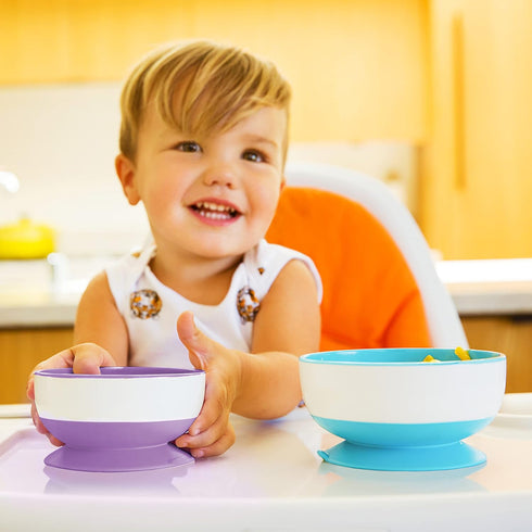 Munchkin Stay Put Suction Bowls, 3 Pack - Baby and Toddler, Blue/Green/Purple