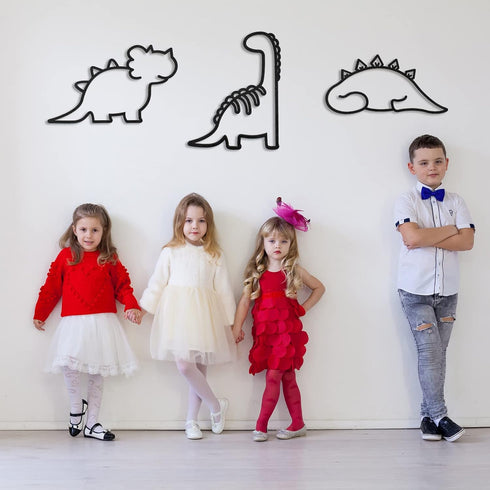 3 Pcs Dinosaur Wall Decor Dino Geometric Wooden Wall Art Nursery Room Decorations for Baby Boys Girls Toddlers Kids