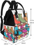 FHEDVBN Backpack Mummy Backpacks Daypack Retro Colorful Roller Skates Diaper Bag for Women Multifunction Waterproof