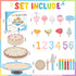 Set HAPGFS Wooden Birthday Cake Toy for Kids, Realistic Birthday Cake with Candles and Fruits for Pretend Play, Wooden