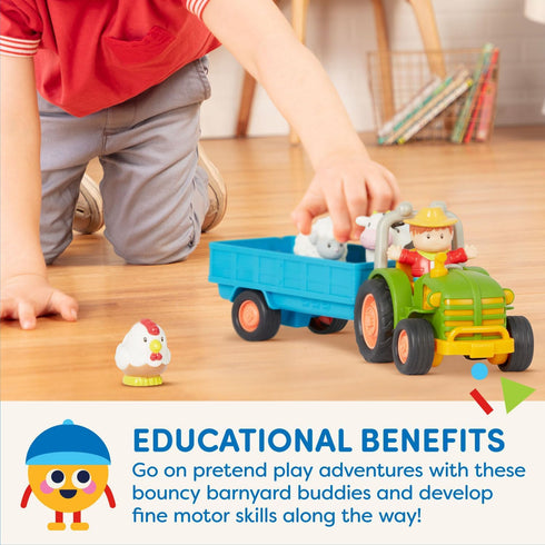 Battat Farm Toys for Toddlers, Lights & Sounds Toy Tractor, 7-Piece Pretend Play Set for Ages 18 Months+