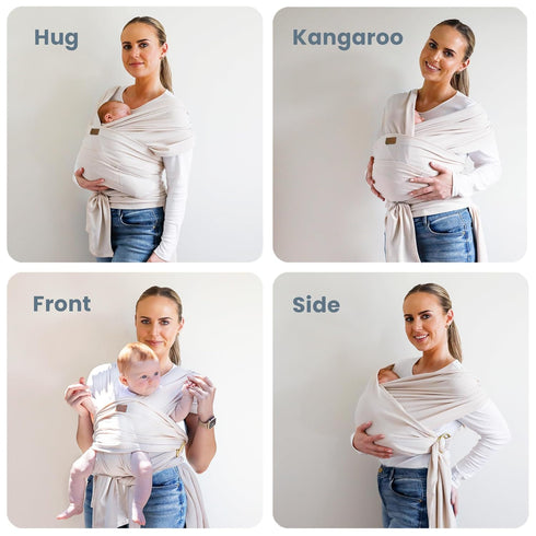 Stylish Beige & Gold Baby Carrier Wrap: Comfortable, Soft & Supportive, Adjustable Ring Sling for Mom & Dad, Ideal