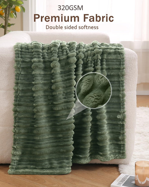 30x40 Inches HOMRITAR Baby Fleece Blanket - Soft Fluffy Plush Swaddle for Infant & Toddler, Reversible Striped Crib