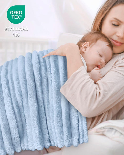 30 40 Inches 320GSM HOMRITAR Baby Blanket for Boys Girls Ultra Soft Warm Fleece Fluffy Blue Blanket for Toddler