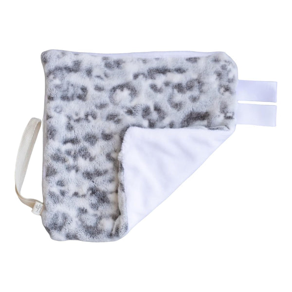 Handmade Plush Mini Blanket Pacifier Holder (Gray & White Cheetah)