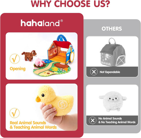 6-12 6 1 hahaland Baby Toys Months - Surprise Barn with Stuffed Farm Animals with Real Sounds - Montessori Toys