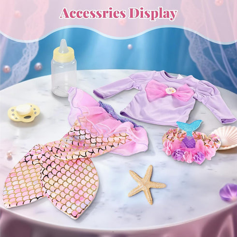17-Inch 3+ 4 5 6 7 8 9 BABESIDE Mermaid Baby Doll - Realistic Soft Baby Dolls with Playful Mermaid Tail & Accessories