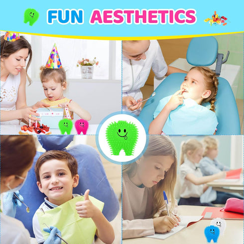 50 Pcs Mini Tooth Toy Fidget Stress Relief Squeezy Toys, 2 Inch Birthday Party School Favors